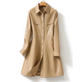 Casual Midi Leather Women Coat - Coat - LeStyleParfait