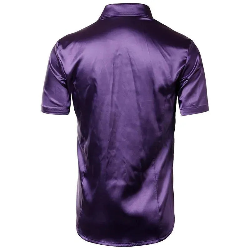 Casual Short Sleeve Silk Shirt For Men - Short Sleeve Shirt - LeStyleParfait