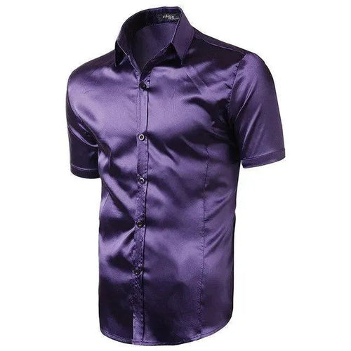 Casual Short Sleeve Silk Shirt For Men - Short Sleeve Shirt - LeStyleParfait