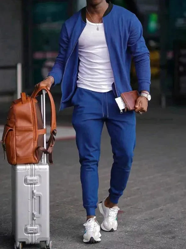 Men's Clothing Set Casual Zipper Plain-Solid Outfit Set - LeStyleParfait