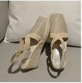 Casual Stitched Wedge Sandals - Wedge Shoes - LeStyleParfait