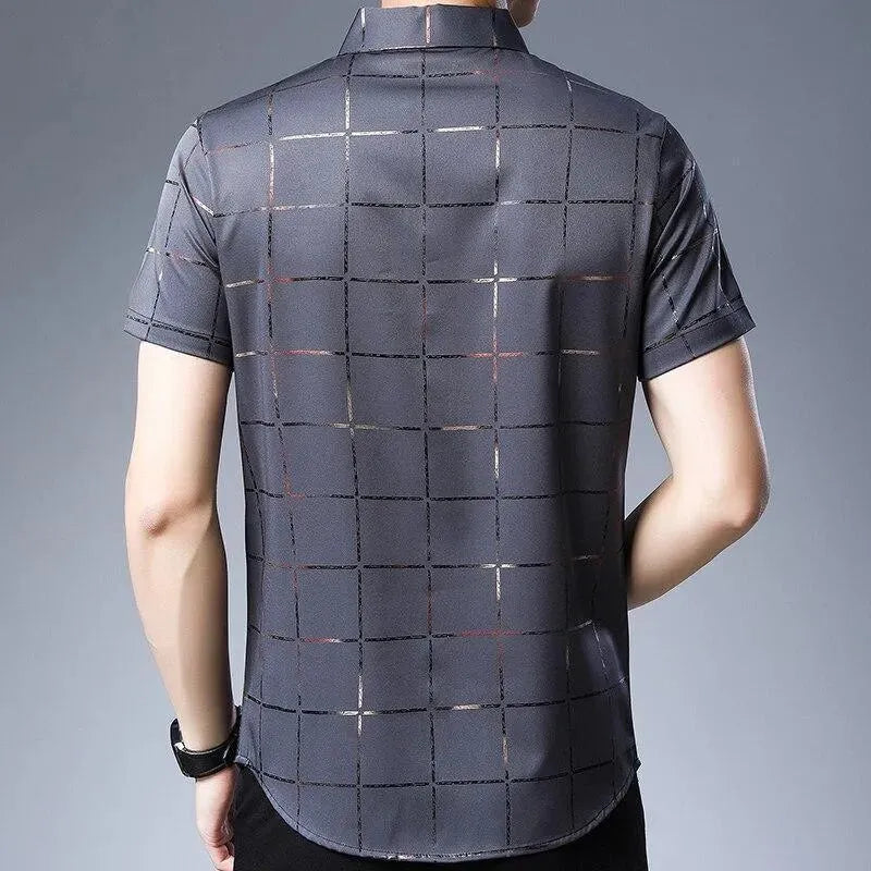 Casual Summer Plaid Shirt For Men-Men Shirts-LeStyleParfait