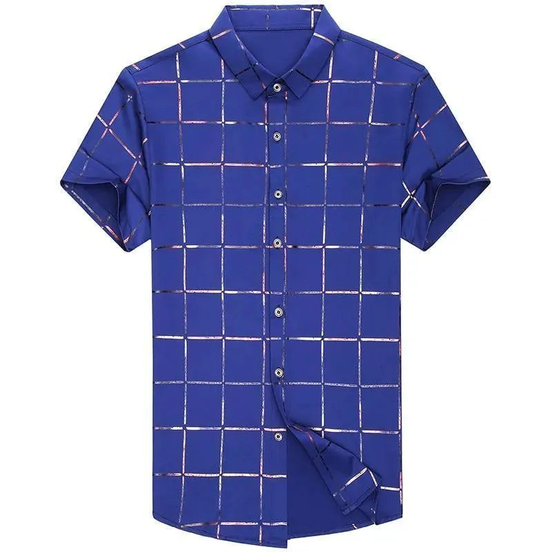 Casual Summer Plaid Shirt For Men - Short Sleeve Shirt - LeStyleParfait