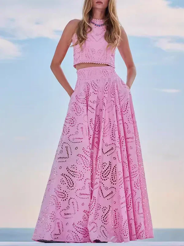 Casual Textured Sleeveless Maxi Dress fashion image