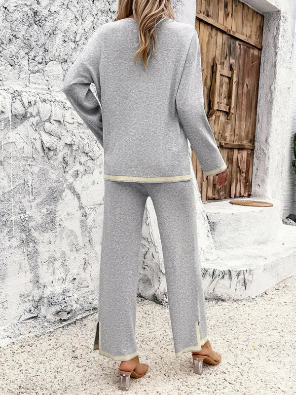 Casual Women Knit Relaxed Two-Piece Set - Casual Knit Two-Piece Set - LeStyleParfait