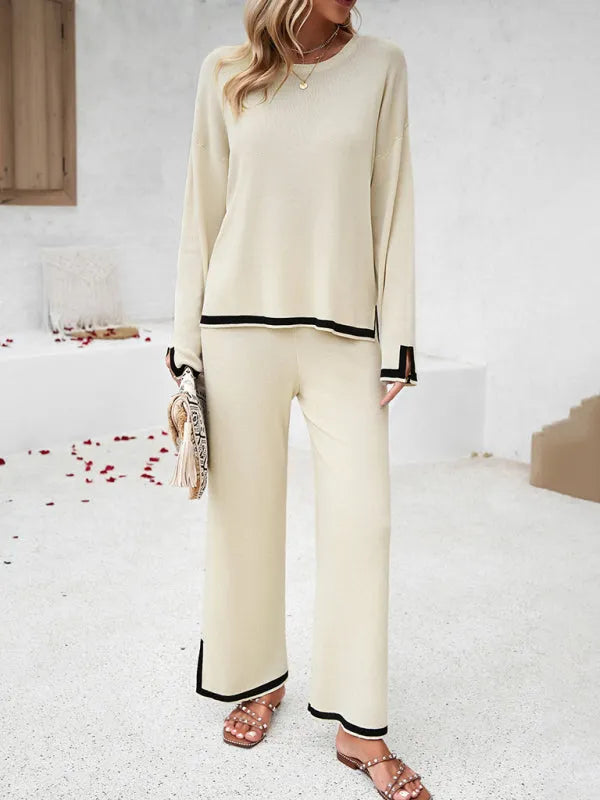 Casual Women Knit Relaxed Two-Piece Set - Casual Knit Two-Piece Set - LeStyleParfait