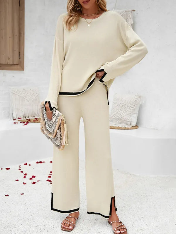 Casual Women Knit Relaxed Two-Piece Set - Casual Knit Two-Piece Set - LeStyleParfait