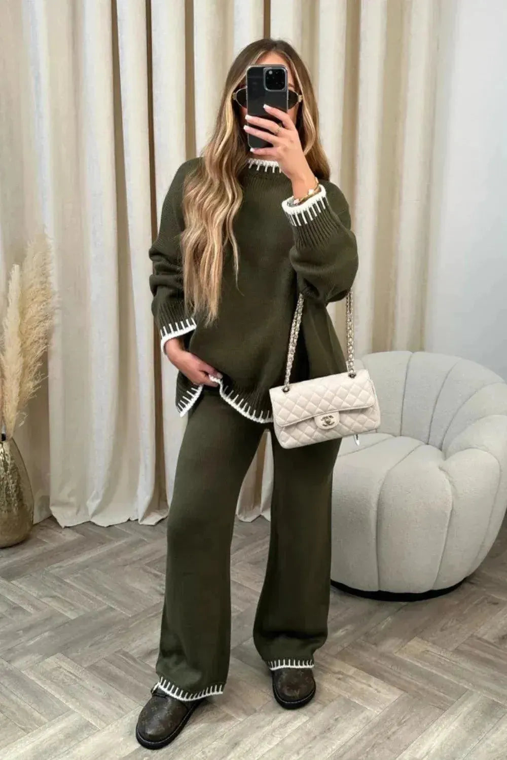 Casual Women Wool Lounge Two-Piece Set - Lounge Two-Piece Set - LeStyleParfait