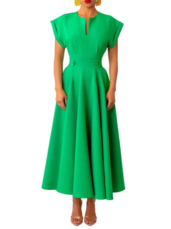 A-line,A-line dress,casual,casual dress,cotton,ladies Wrinkle resistant,midi,midi hemline dress,pockets,polyester dress,Quick drying midi dress,regular,regular fit dress,sleeveless,sleeveless dress,slip-on,slip-on dress,solid,solid dress,straight,summer,summer dress,V-neck,V-neck dress-LeStyleParfait