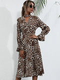 A-line,A-line dress,animal print,animal print dress,casual,casual dress,chiffon,chiffon dress,dress dress,fall,fall dress,ladies wrinkle resistant,long sleeve,long sleeve dress,midi,midi dress,quick drying midi dress,regular,regular dress,slip-on,slip-on dress,straight,V-neck,V-neck dress-LeStyleParfait