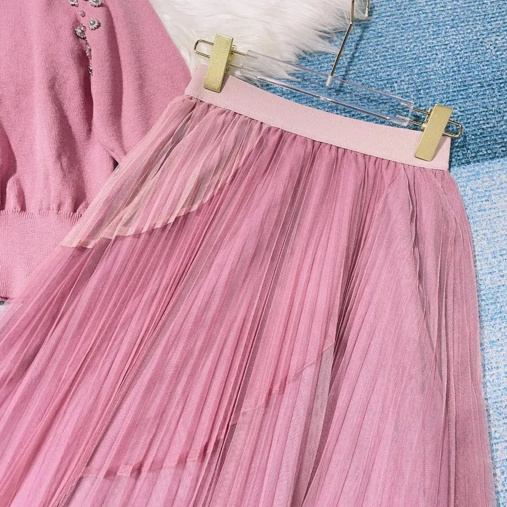 Chic Casual Women Knit Two-Piece Skirt Set - Knit Skirt Set - LeStyleParfait