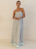 Chic Checkered Strapless Maxi Dress