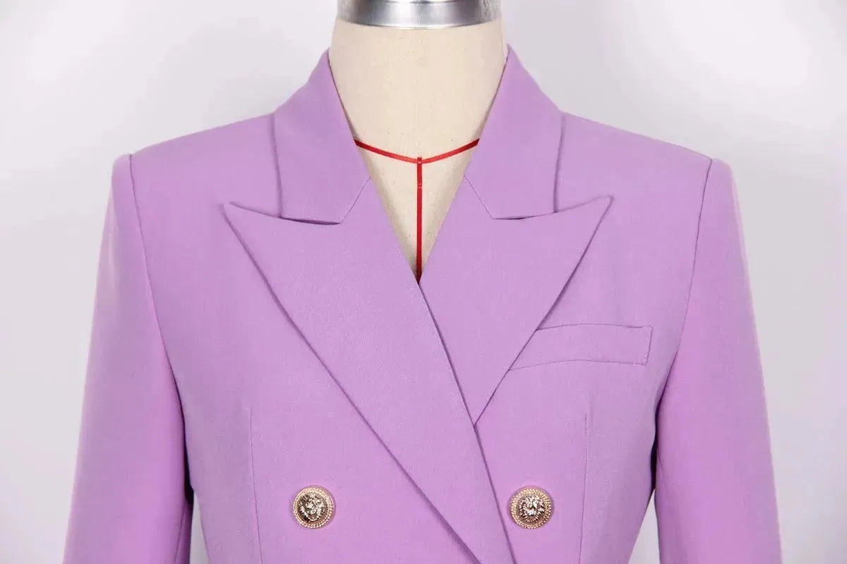 Chic Double-Breasted Blazer Women - Formal-Business - Plain-Solid - Double-Breasted Blazer - LeStyleParfait