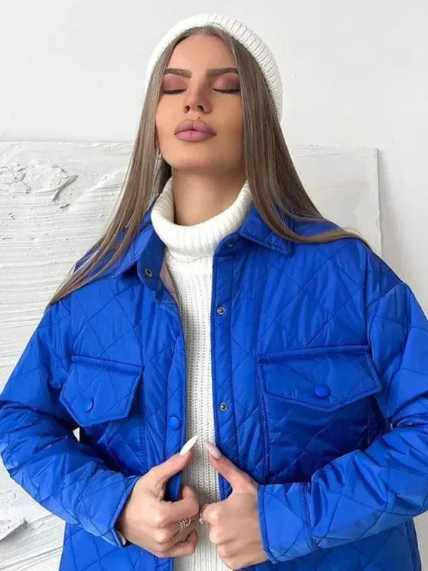 Chic Loose Women’s Quilted Shirt Jacket - Quilted Shirt Jacket - LeStyleParfait