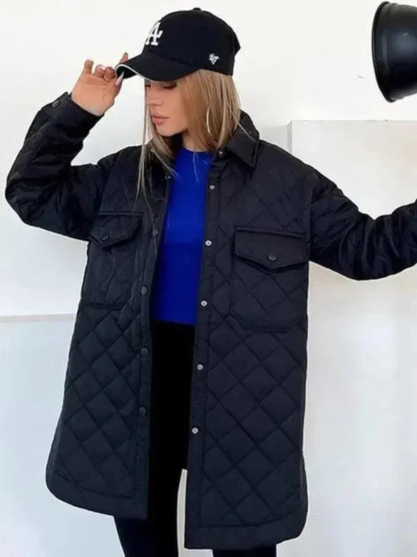 Chic Loose Women’s Quilted Shirt Jacket - Quilted Shirt Jacket - LeStyleParfait