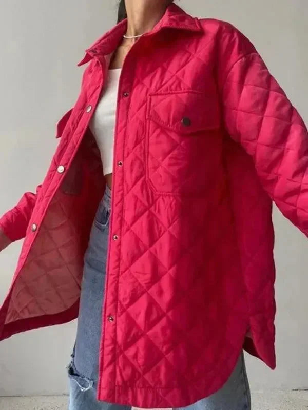 Chic Loose Women’s Quilted Shirt Jacket-Jacket-LeStyleParfait
