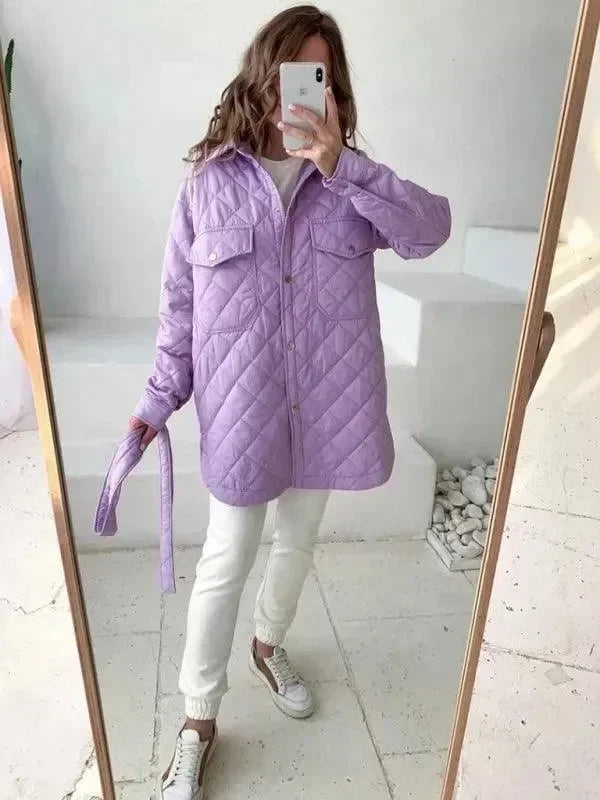 Chic Loose Women’s Quilted Shirt Jacket-Jacket-LeStyleParfait
