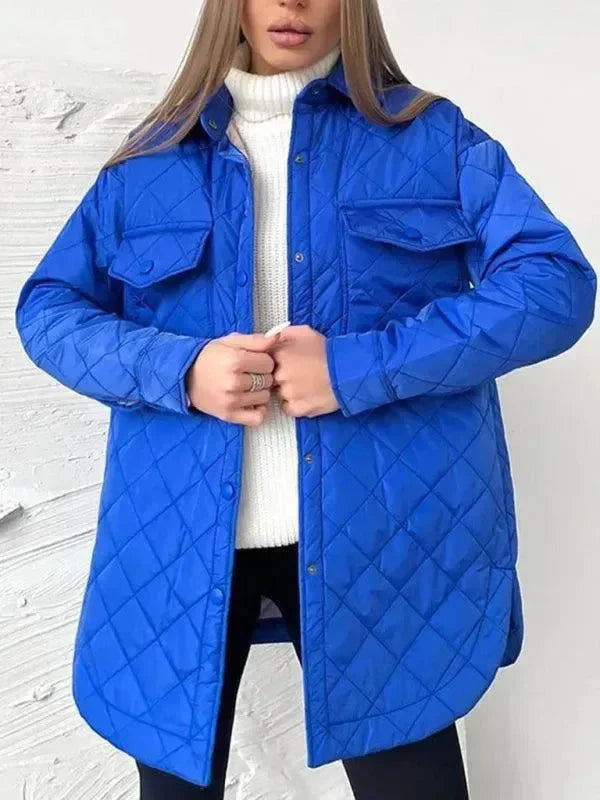 Chic Loose Women’s Quilted Shirt Jacket-Jacket-LeStyleParfait