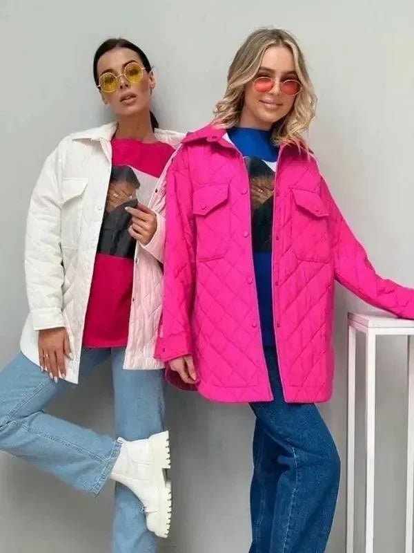 Chic Loose Women’s Quilted Shirt Jacket-Jacket-LeStyleParfait