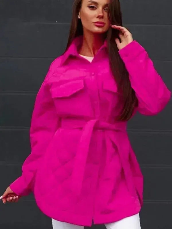 Chic Loose Women’s Quilted Shirt Jacket-Jacket-LeStyleParfait