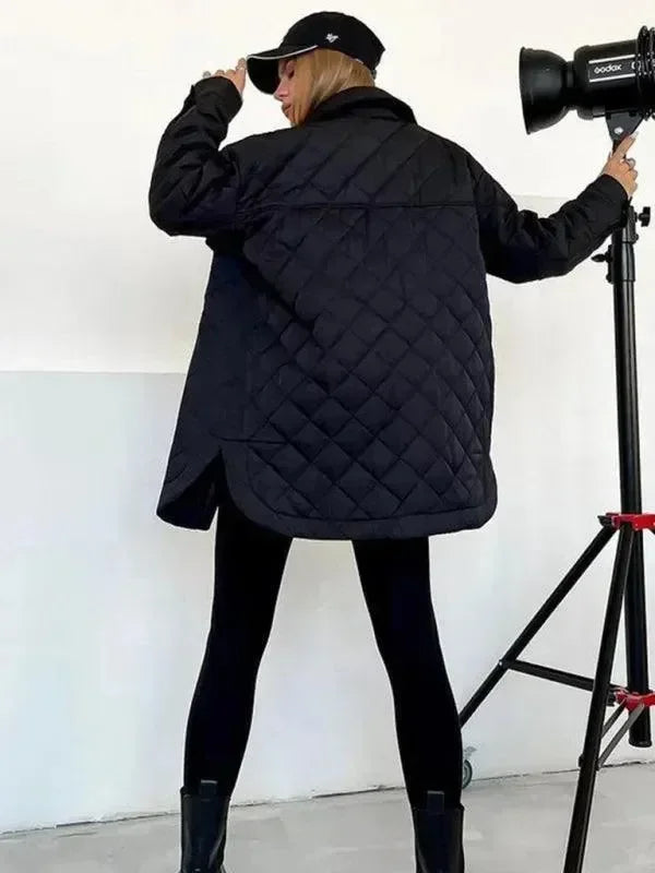 Chic Loose Women’s Quilted Shirt Jacket-Jacket-LeStyleParfait