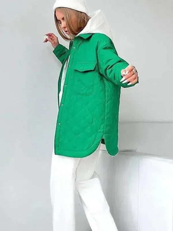 Chic Loose Women’s Quilted Shirt Jacket-Jacket-LeStyleParfait