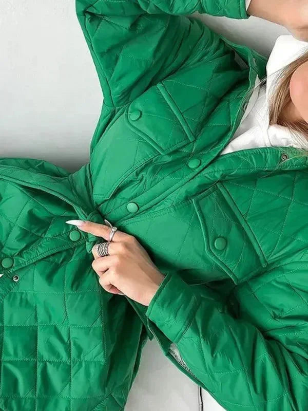 Chic Loose Women’s Quilted Shirt Jacket-Jacket-LeStyleParfait