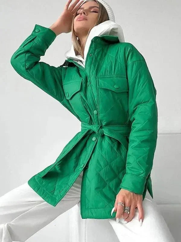 Chic Loose Women’s Quilted Shirt Jacket-Jacket-LeStyleParfait