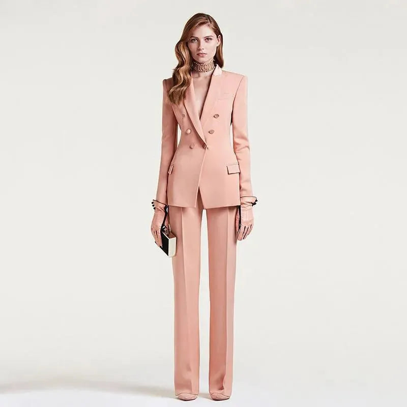Chic Pink Tailored Office Knee Dress