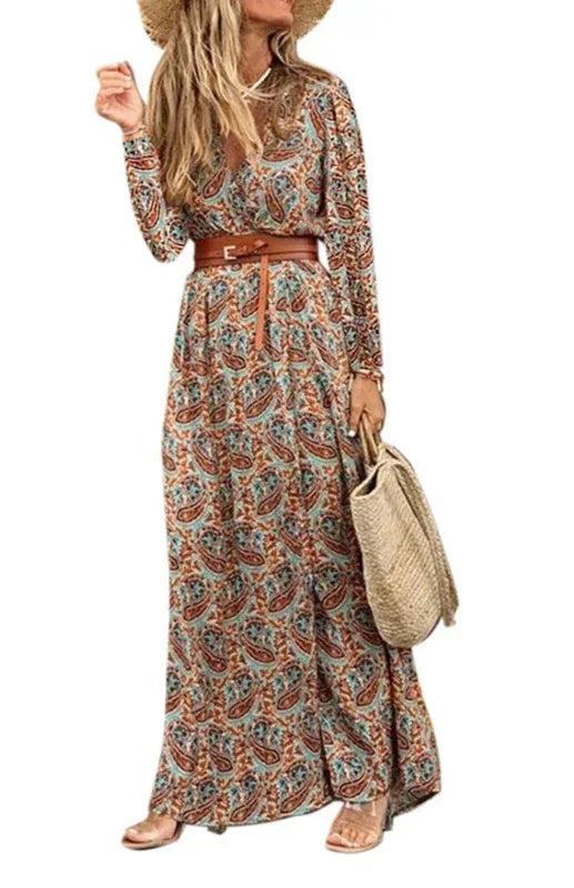 Chic Red Floral Wrap Maxi Dress