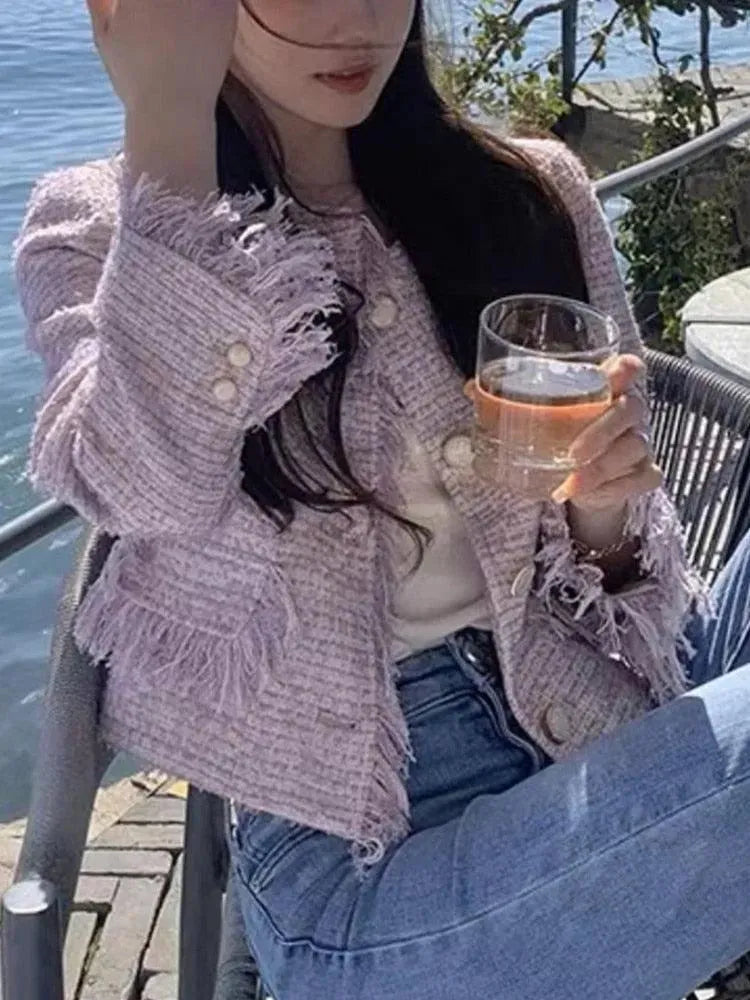 Chic Tassel Tweed Jacket Women - Tweed Blazer - LeStyleParfait