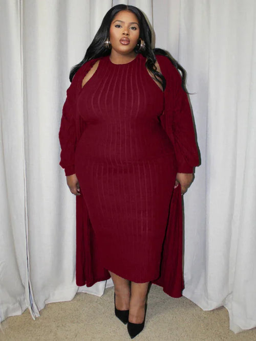 Chic Textured Knit Midi Dress
