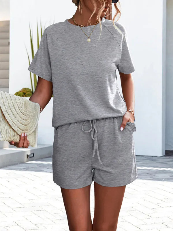 Chic Women Casual Knit Two-Piece Shorts Set - Knit Shorts Set - LeStyleParfait
