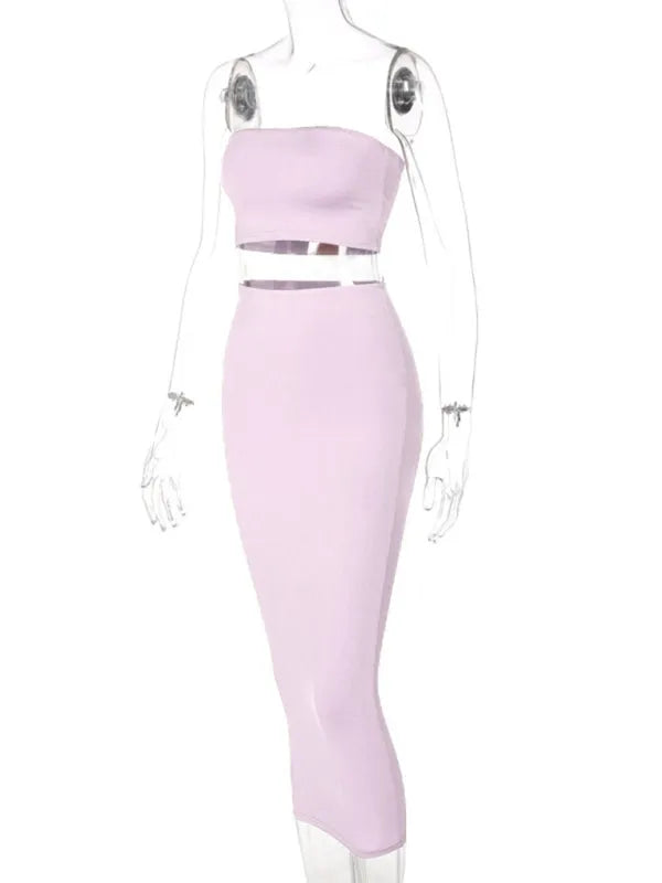 Chic Women Casual Ribbed Two-Piece Skirt Set - Casual Skirt Set - LeStyleParfait