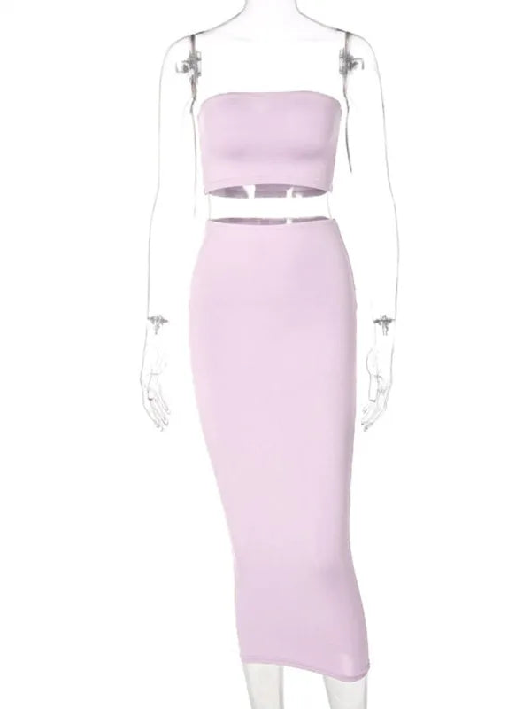 Chic Women Casual Ribbed Two-Piece Skirt Set - Casual Skirt Set - LeStyleParfait