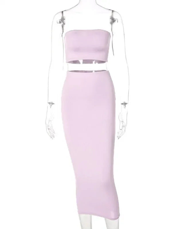 Chic Women Casual Ribbed Two-Piece Skirt Set - Casual Skirt Set - LeStyleParfait