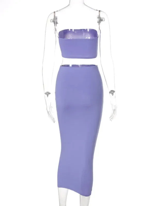 Chic Women Casual Ribbed Two-Piece Skirt Set - Casual Skirt Set - LeStyleParfait