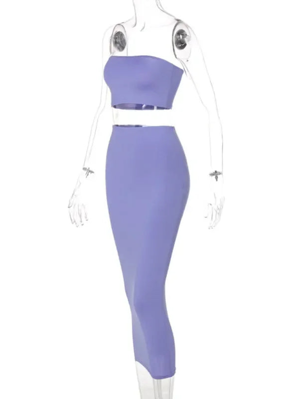 Chic Women Casual Ribbed Two-Piece Skirt Set - Casual Skirt Set - LeStyleParfait