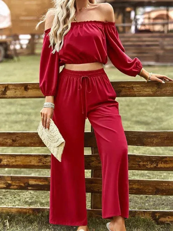 Chic Women Casual Satin Two-Piece Pant Set - Casual Pant Set - LeStyleParfait
