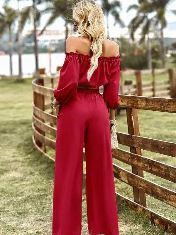 Chic Women Casual Satin Two-Piece Pant Set - Casual Pant Set - LeStyleParfait