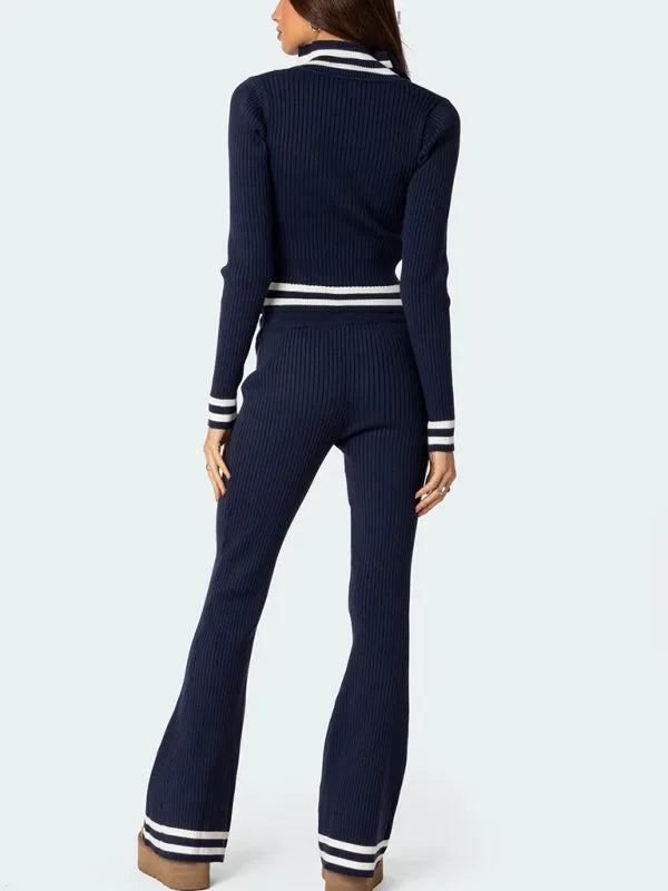 Chic Women Casual Wide-Leg Two-Piece Set - Casual Pants Set - LeStyleParfait