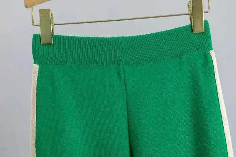 Chic Women Colorblock Two-Piece Jersey Pants Set - Sweater Pants Set - LeStyleParfait