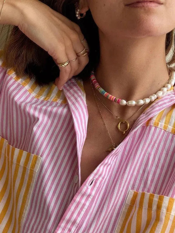 Chic Women Striped Cotton Lounge Shorts Set - Striped Shorts Set - LeStyleParfait