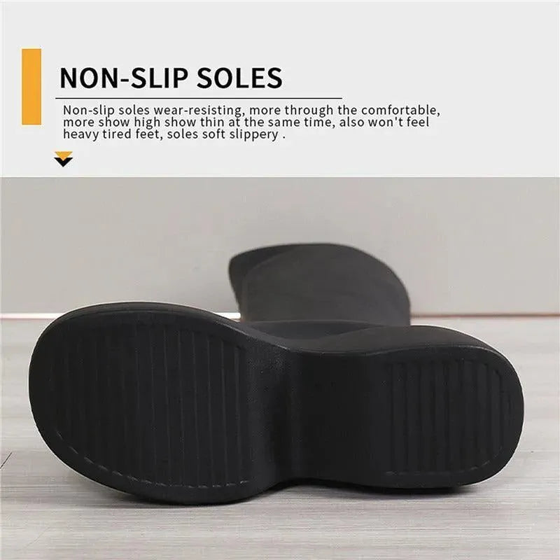 Chunky White Block Platform Boots - Wedge Shoes - LeStyleParfait