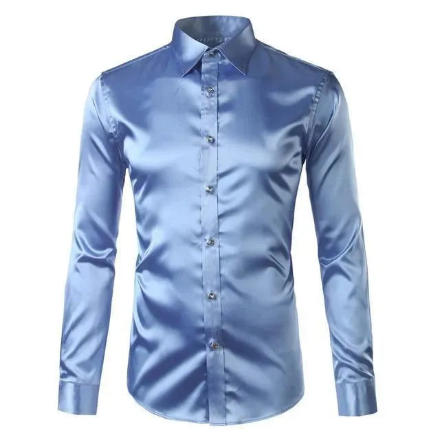 Classic Satin Silk Shirt For Men-Men Shirts-LeStyleParfait
