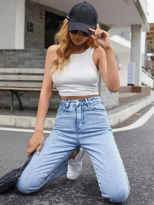 Women Denim Jeans - High Waist Straight-leg - Women Jeans - LeStyleParfait