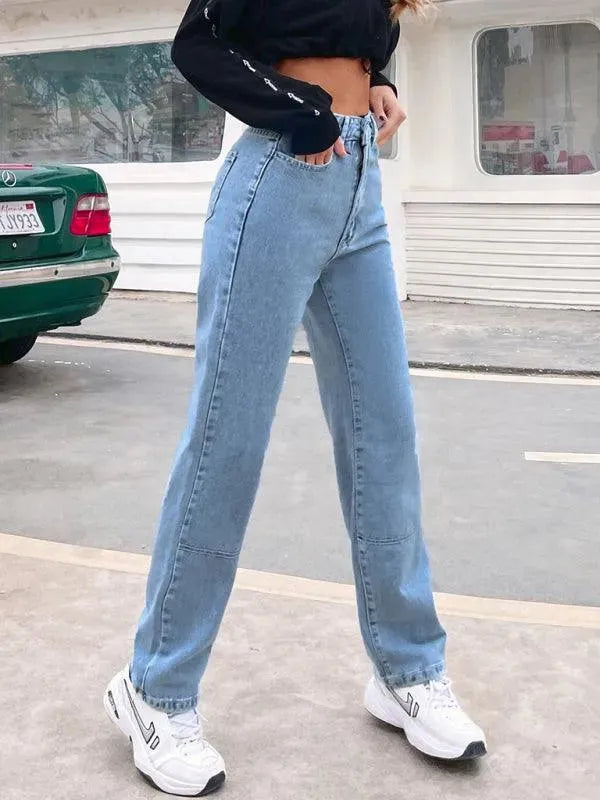 Women Denim Jeans - High Waist Straight-leg - Women Jeans - LeStyleParfait