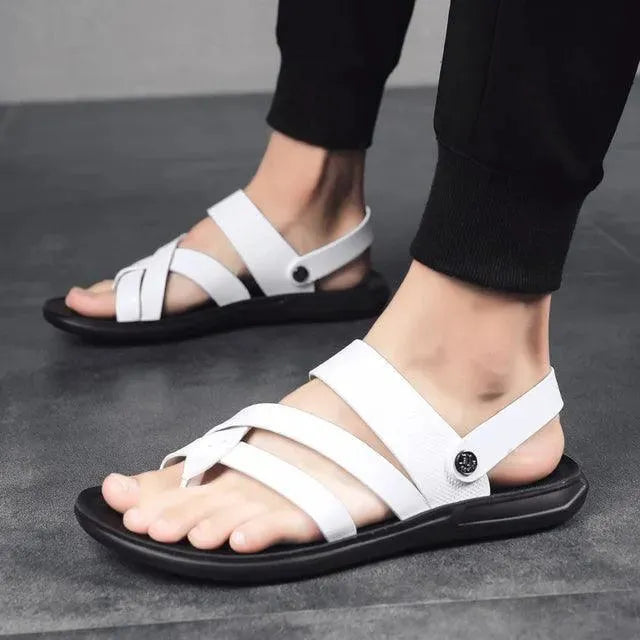 Concise Leather Sandals - Sandals - LeStyleParfait