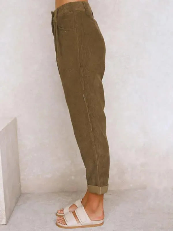 Corduroy Loose Straight Women Pants - Women Pants - LeStyleParfait