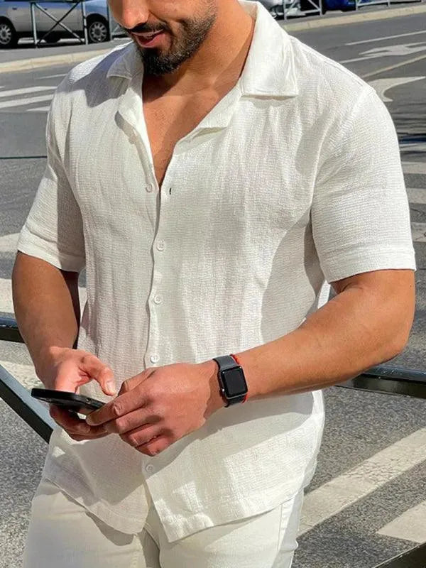 Cotton Men Casual Shirt Solid - Casual Shirt - LeStyleParfait